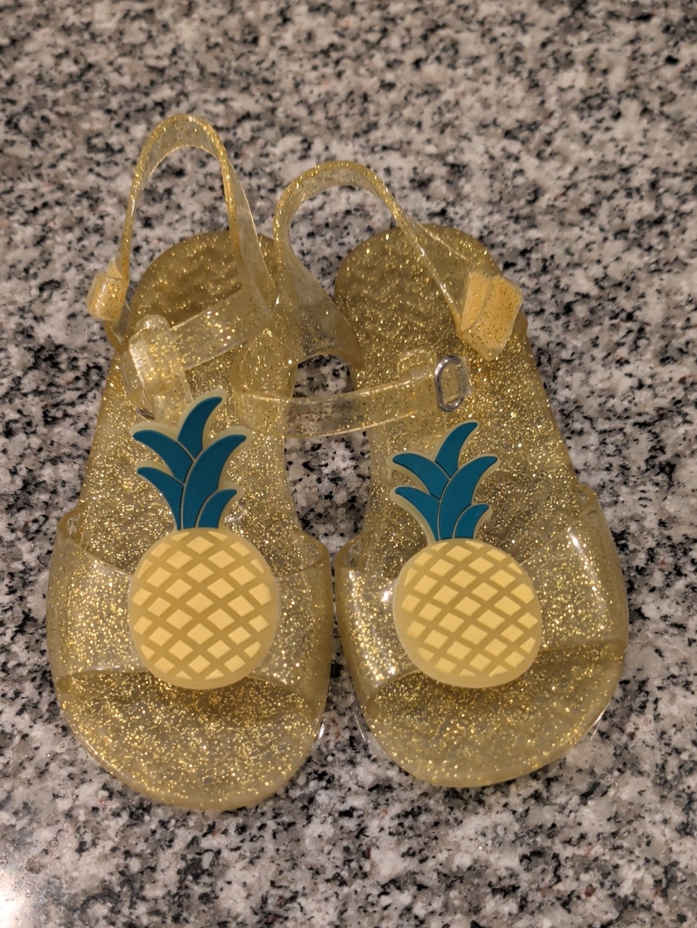 Gold Glitter Pineapple Jelly Sandals